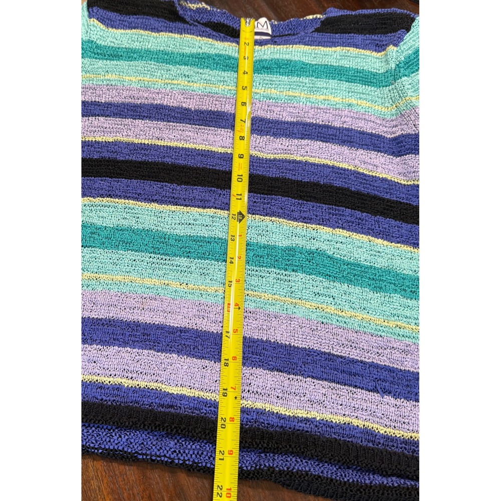 VTG Beachy Boho Fun Whimsical Striped Womens XL Top Multicolor - Picture 7 of 7